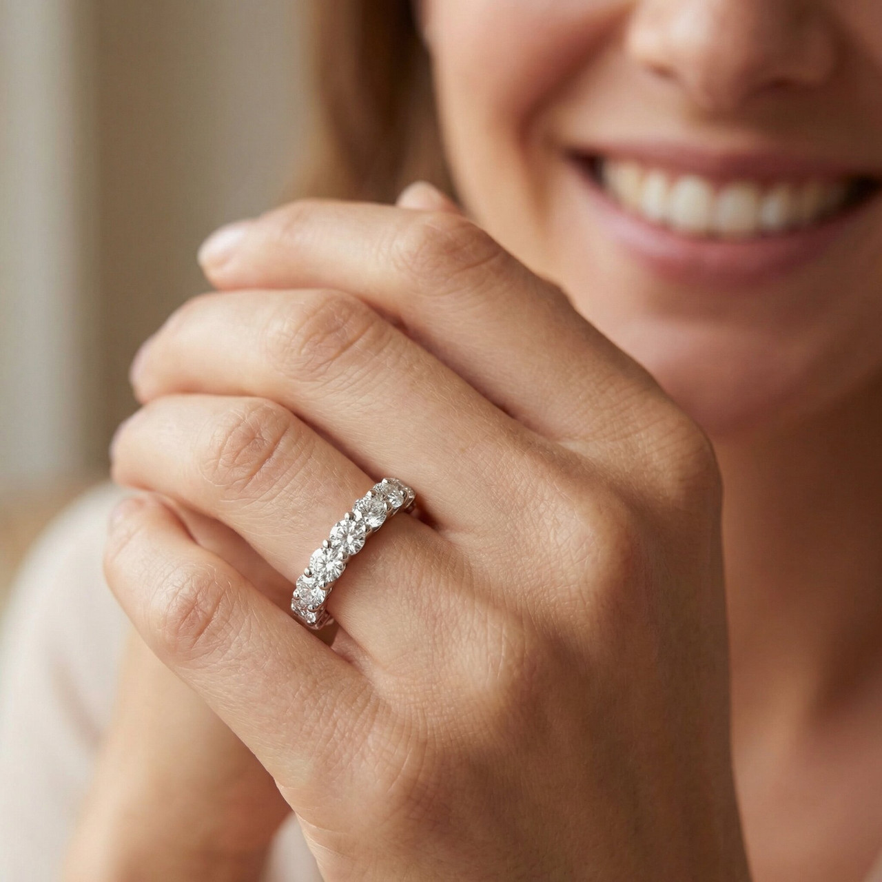 1 1/2 cttw Diamond Eternity Ring U Prong 14k White Gold Wedding Band (H-I, I2-I3)