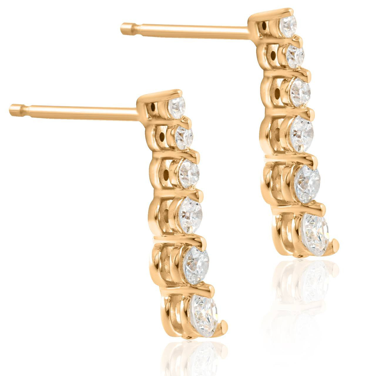 Ladies 1/2ct Diamond Journey Earrings 14K Yellow Gold (I-J, I2-I3)