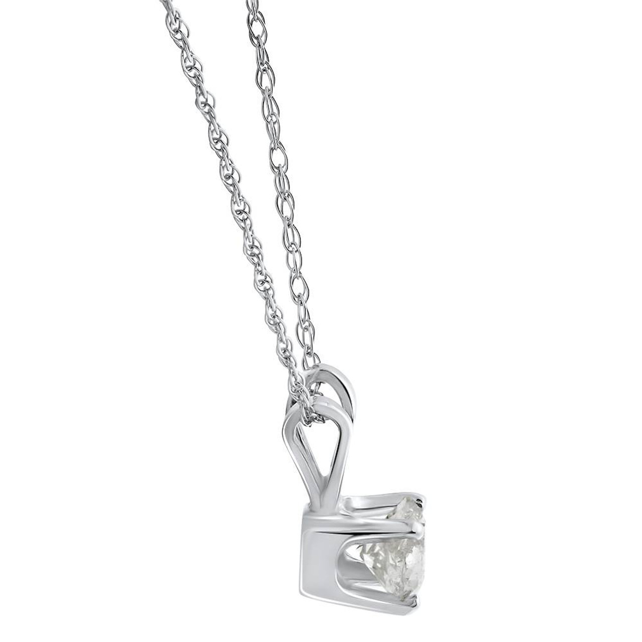 3/8 Ct Solitaire Natural Diamond Pendant Necklace 18