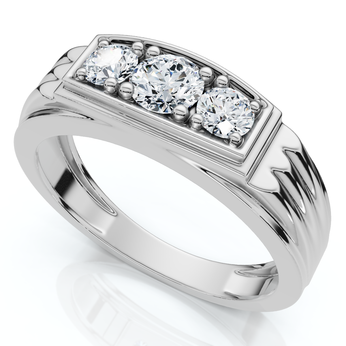 3/4ct Diamond Mens 14K White Gold Wedding Ring (H-I, I1)