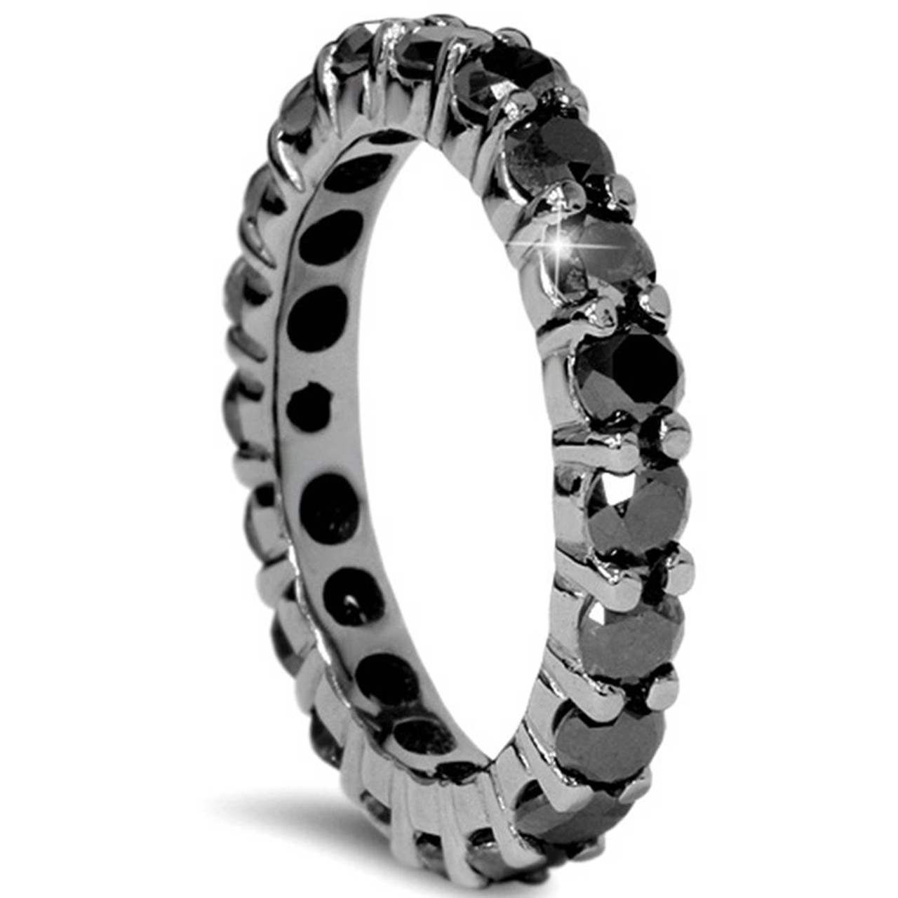 2 CT Black Diamond Eternity Ring 10K Black Gold (Black, ) 2 CT Black Diamond Eternity Ring 10K Black Gold (Black, )