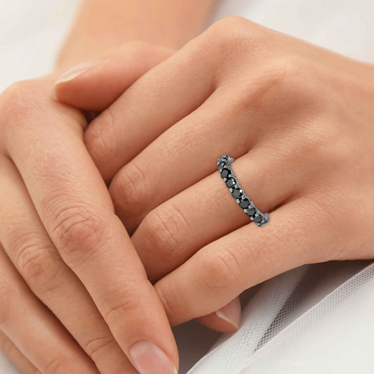 2 CT Black Diamond Eternity Ring 10K Black Gold (Black, ) 2 CT Black Diamond Eternity Ring 10K Black Gold (Black, )