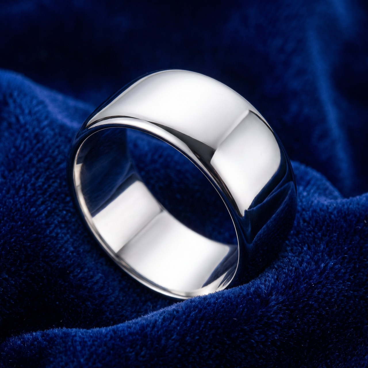 10mm Dome High Polished Wedding Band 14K White Gold