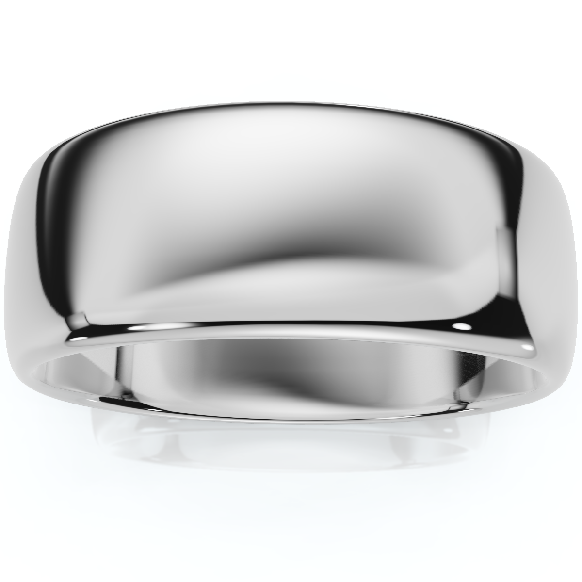 10mm Dome High Polished Wedding Band 14K White Gold