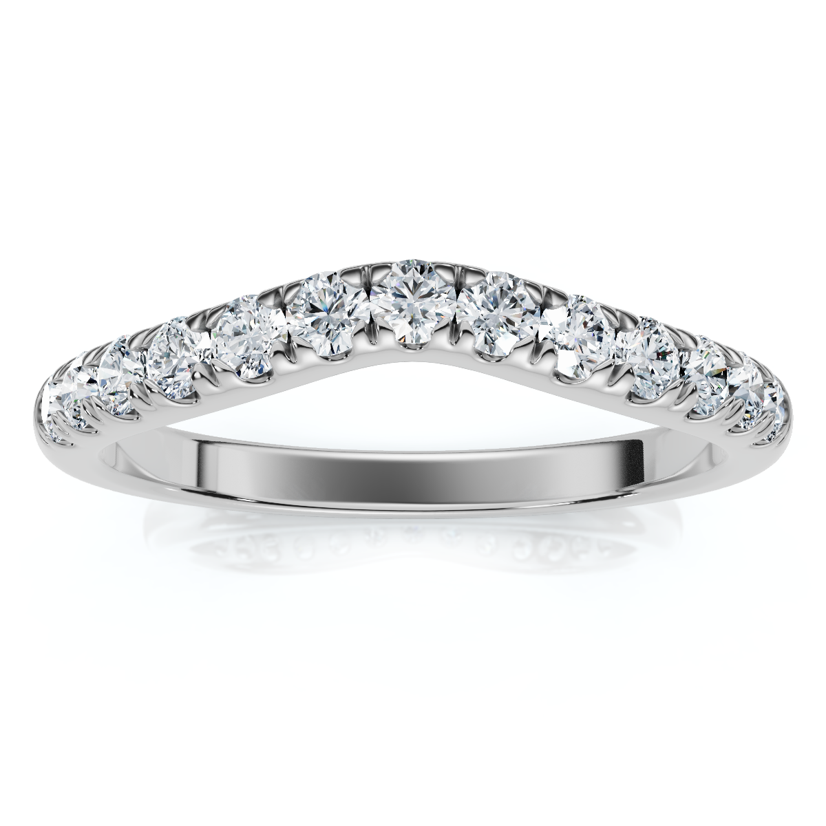 1/3ct Curved Diamond Wedding Guard Ring 14K White Gold (G-H, I1)