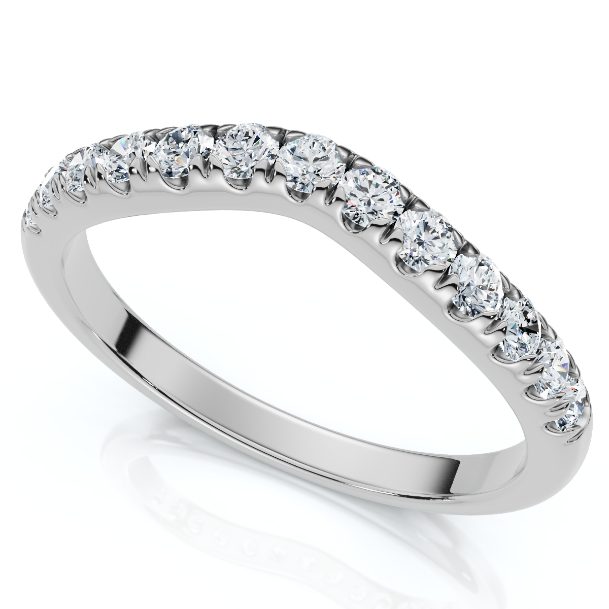 1/3ct Curved Diamond Wedding Guard Ring 14K White Gold (G-H, I1)