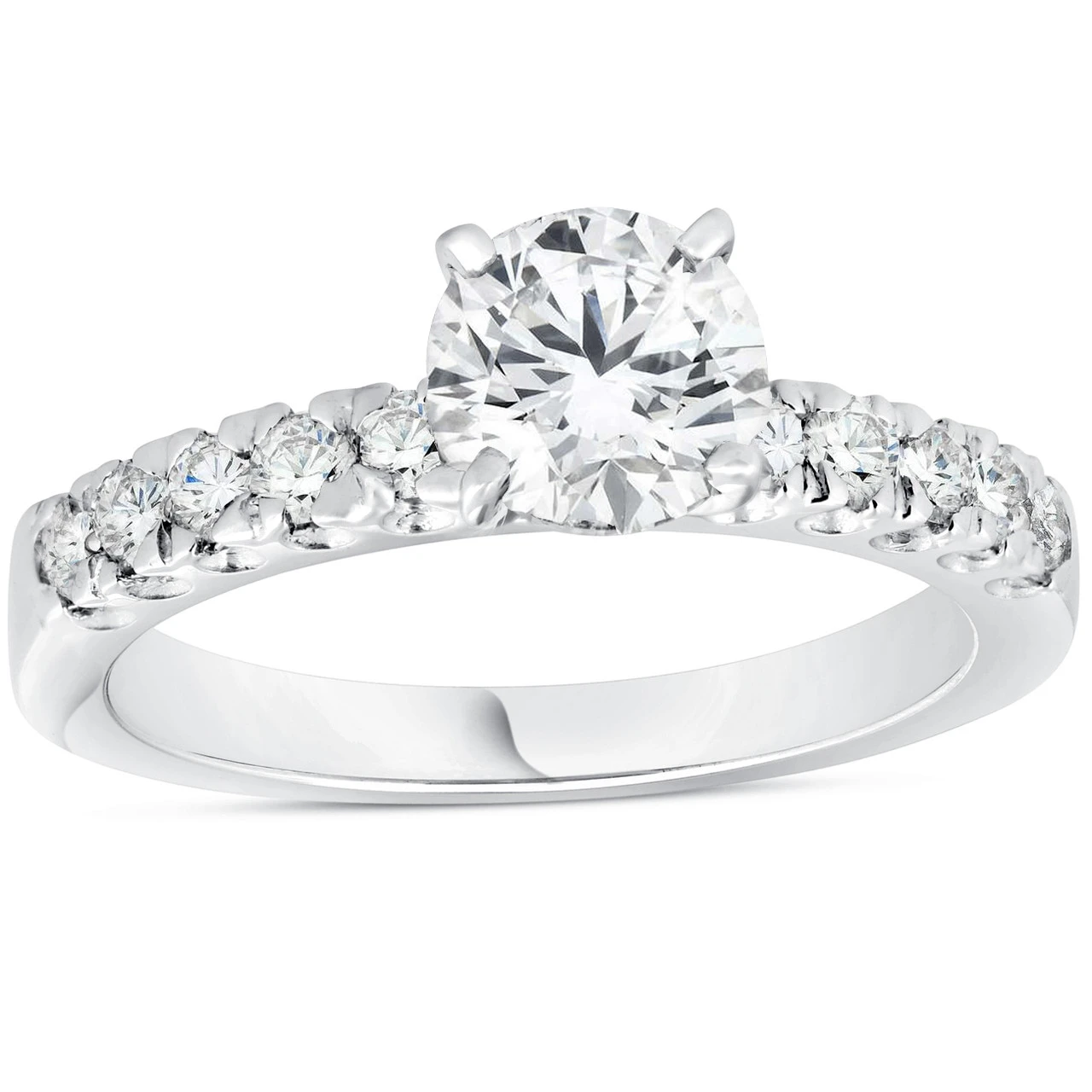 1.90ct Pave Diamond Engagement Ring 14K White Gold Lab Grown (F-G, VS)