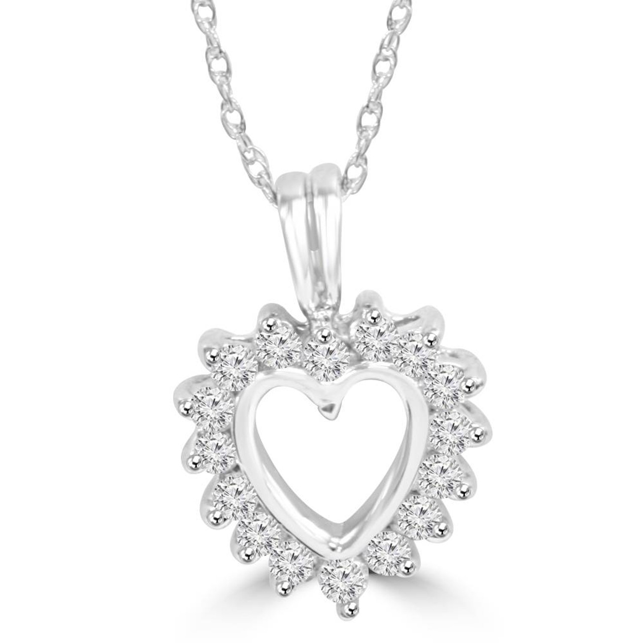 3/8ct Heart Shape Diamond Womens Pendant SOLID 10K White Gold POPULAR ...