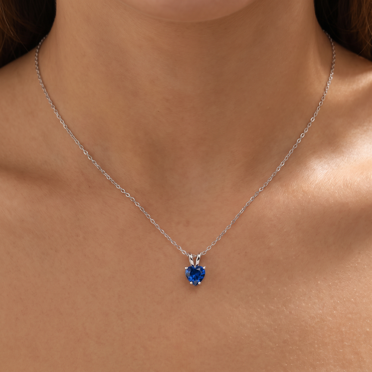 1/2ct Blue Heart Shape Sapphire 14K White Gold
