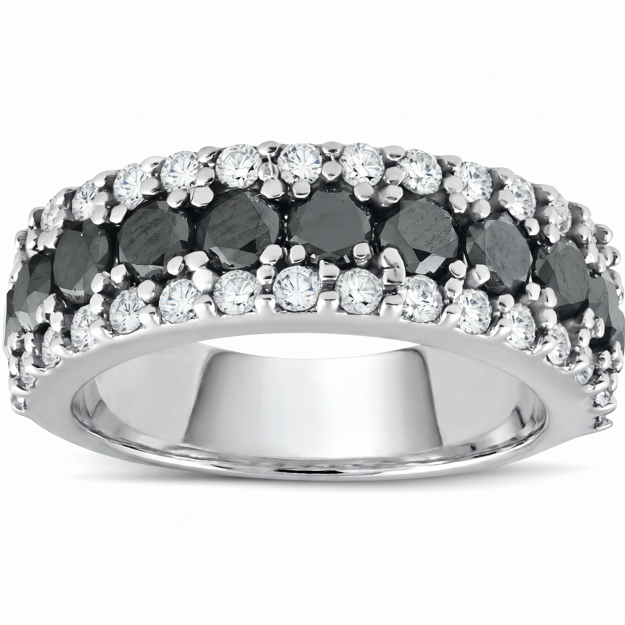 1 5/8ct Black & White Diamond Womens Wedding Anniverary Ring 14K (G-H, I2-I3)