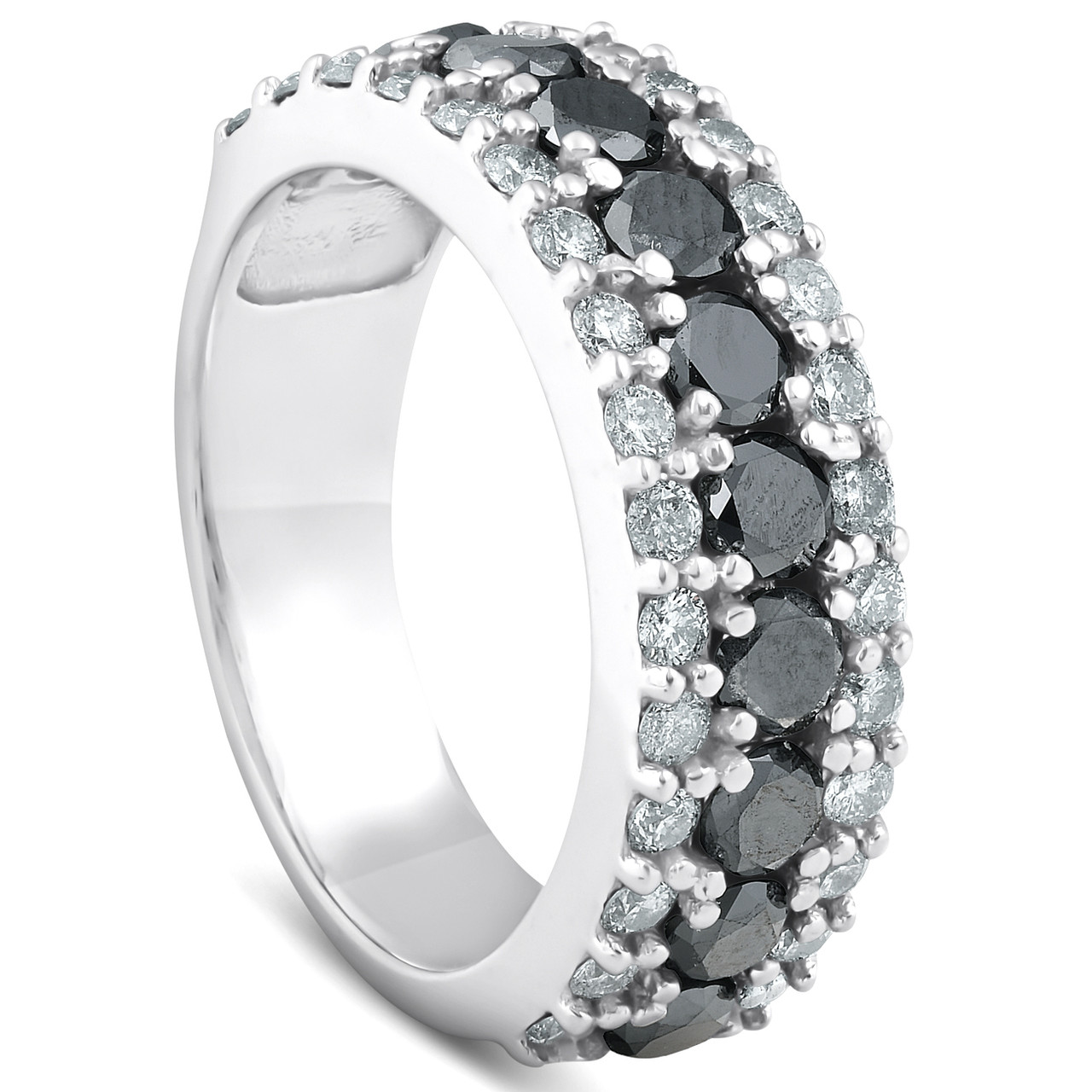1 5/8ct Black & White Diamond Womens Wedding Anniverary Ring 14K (G-H, I2-I3)