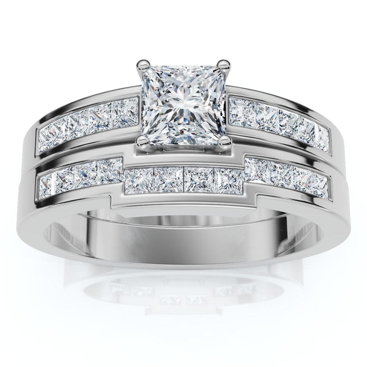 1ct Princess Cut Channel Set Diamond Wedding Engagement Ring 14K White Gold (G-H, VS2-SI1) 1ct Princess Cut Channel Set Diamond Wedding Engagement Ring 14K White Gold (G-H, VS2-SI1)