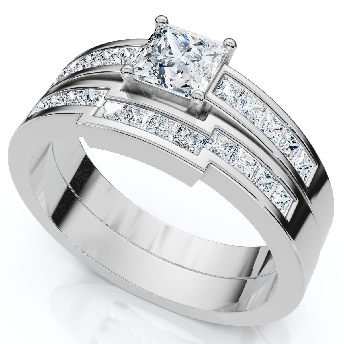 1ct Princess Cut Channel Set Diamond Wedding Engagement Ring 14K White Gold (G-H, VS2-SI1)