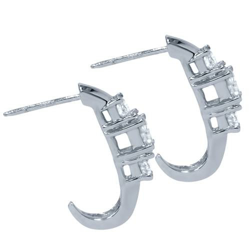 1ct Three Stone Diamond White Gold Earrings 14K (G-H, I1)