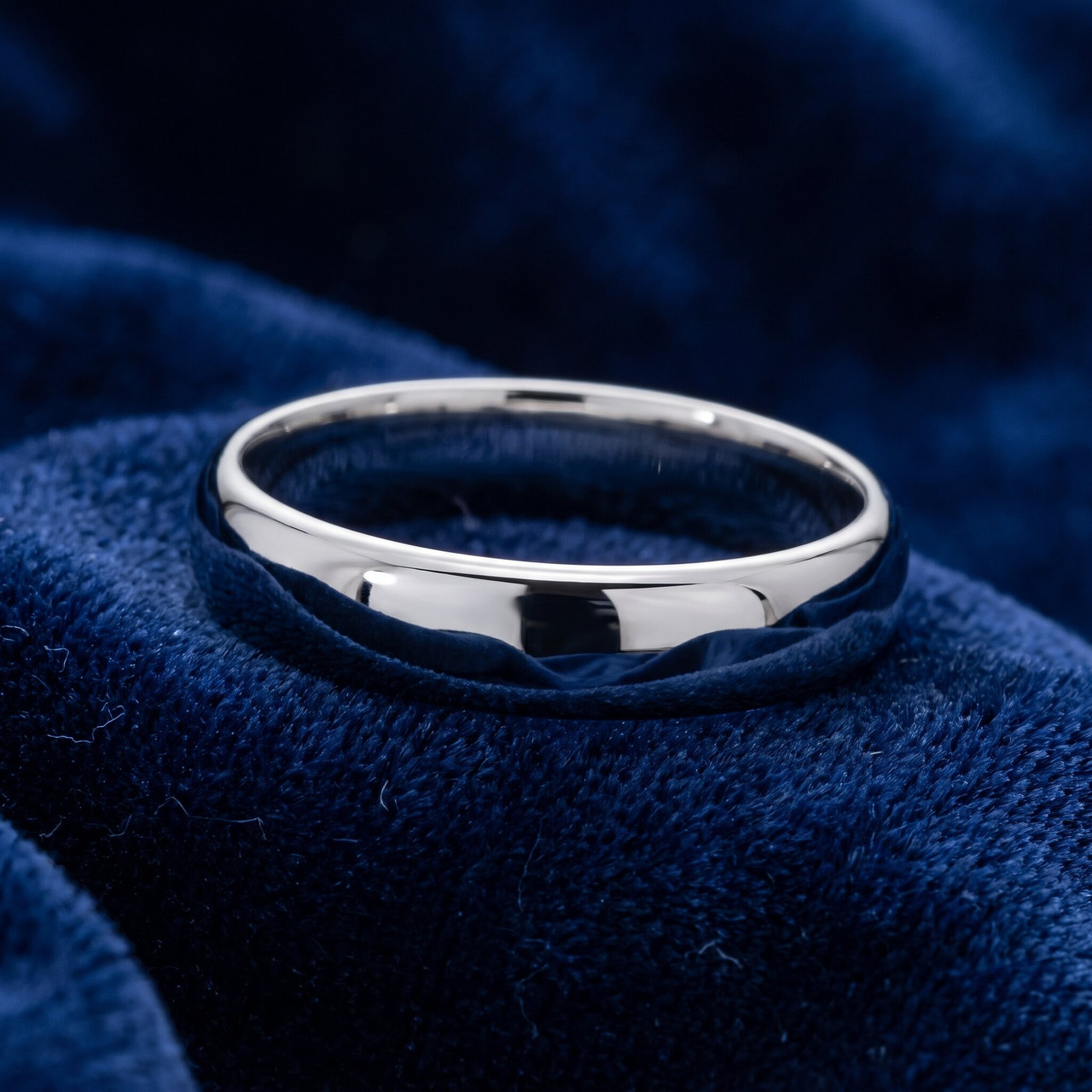 5mm Dome High Polished Wedding Band 10K White Gold
