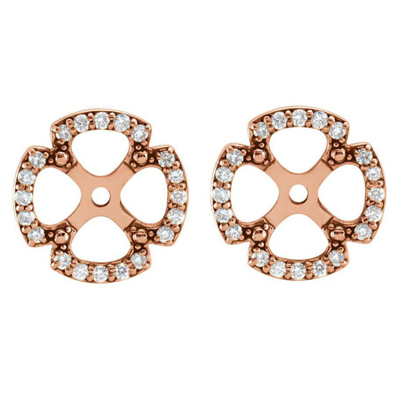 Forward earring jackets, Round cut, White, Rose gold-tone plated | Swarovski