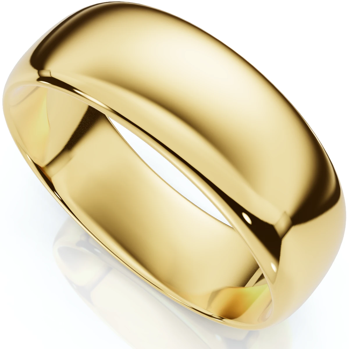 7mm Dome High Polished Wedding Band 14K Yellow Gold