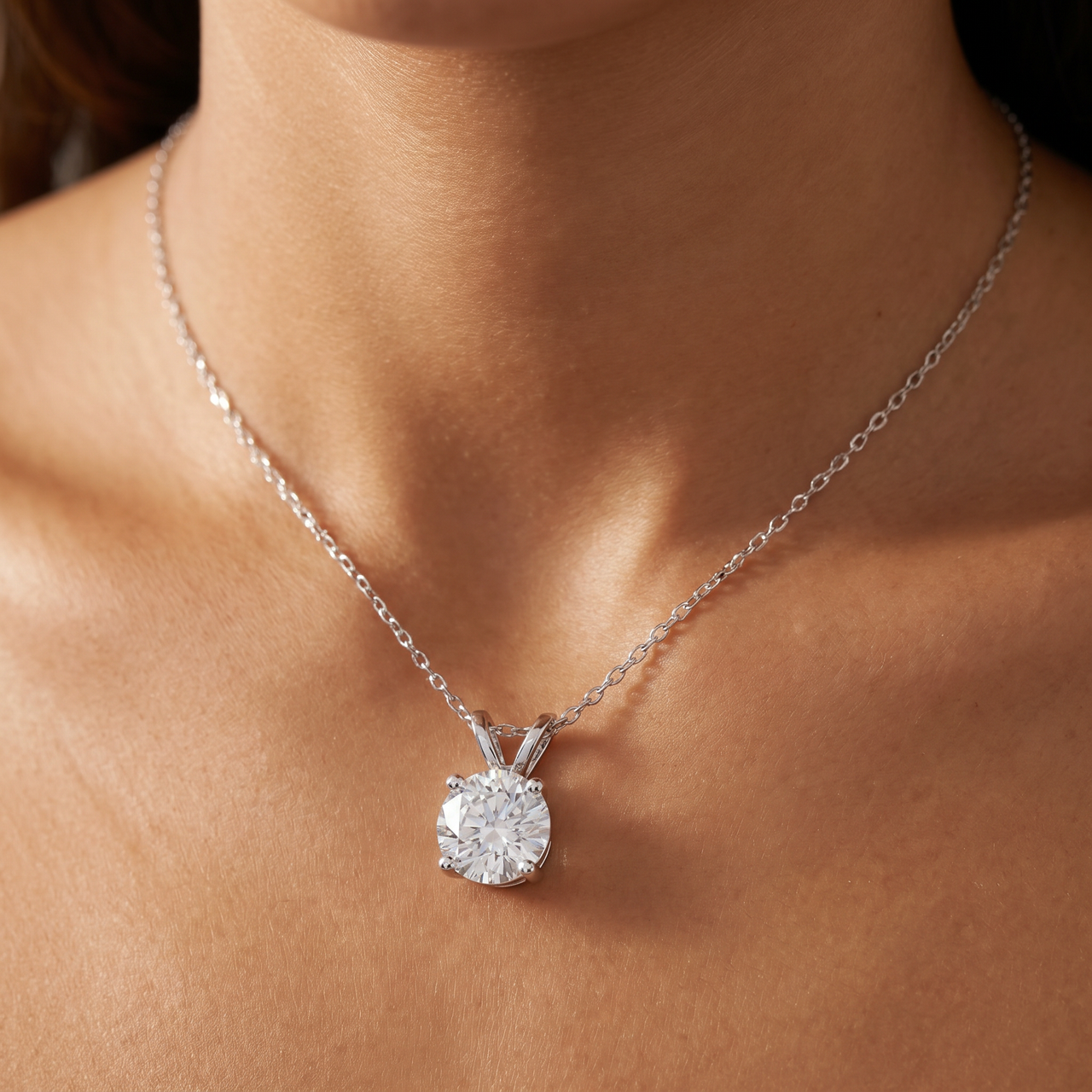 Certified 2 1/4ct Lab Grown Diamond Solitaire Pendant White Gold Necklace (G-H, VS2-SI1)