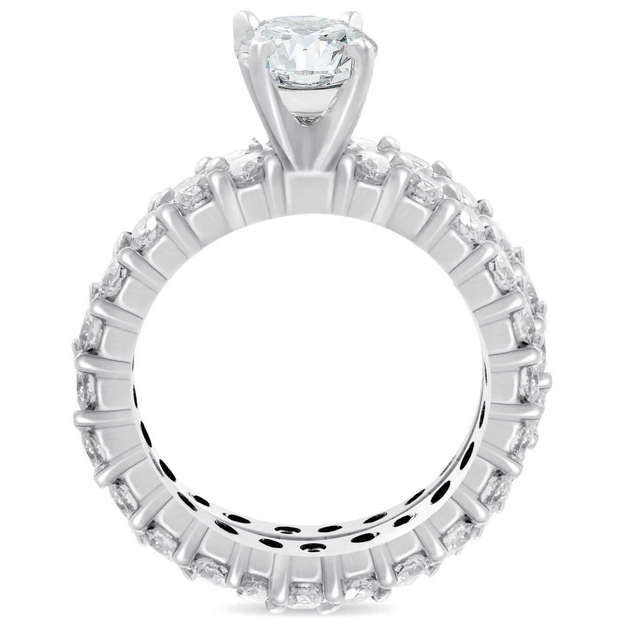 4ct Diamond Eternity Engagement Ring Set 14K White Gold (G-H, I1)