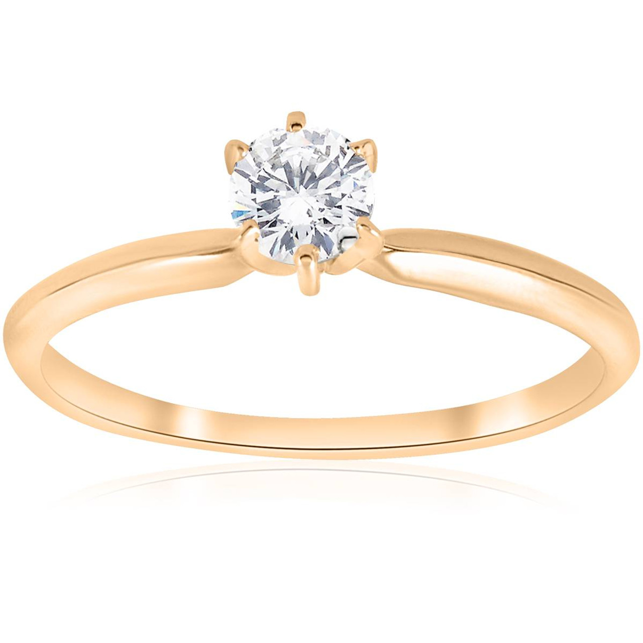 14k Yellow Gold 1/4ct Round Diamond Solitaire Engagement Ring (G-H, I1)