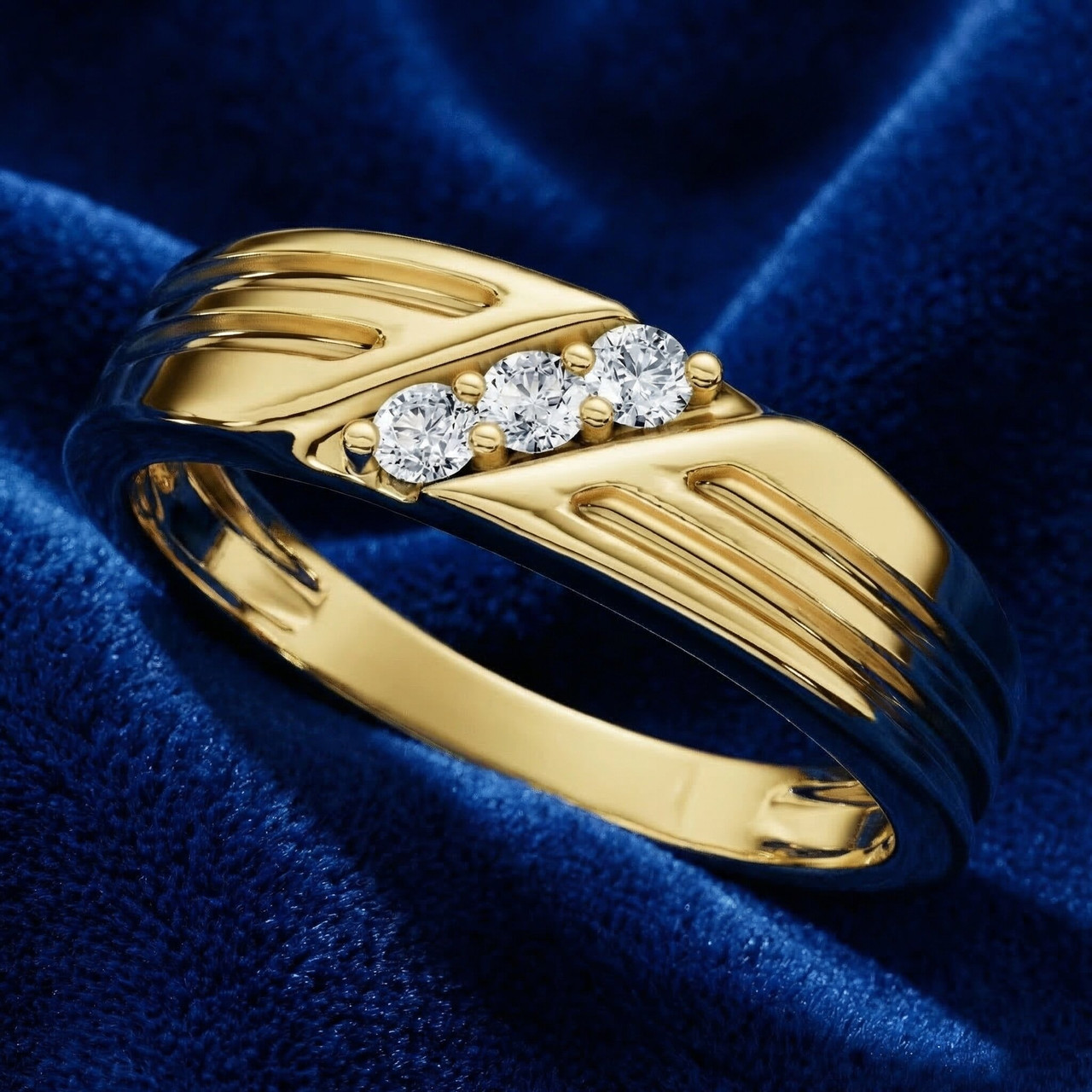 Mens 14k Yellow Gold Diamond Wedding Anniversary Ring (G-H, I2-I3)