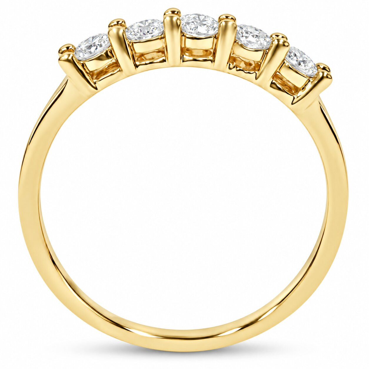 1/2ct Five Stone Diamond Ring 14K Yellow Gold (G-H, I2-I3)