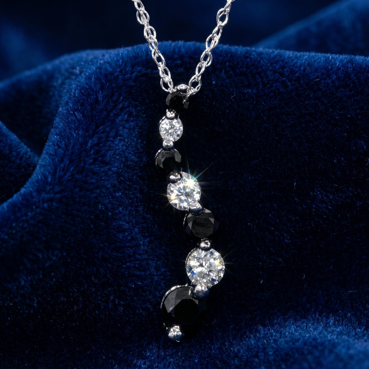 White Gold 1/2ct Black & White Diamond Journey Pendant (G-H, SI)