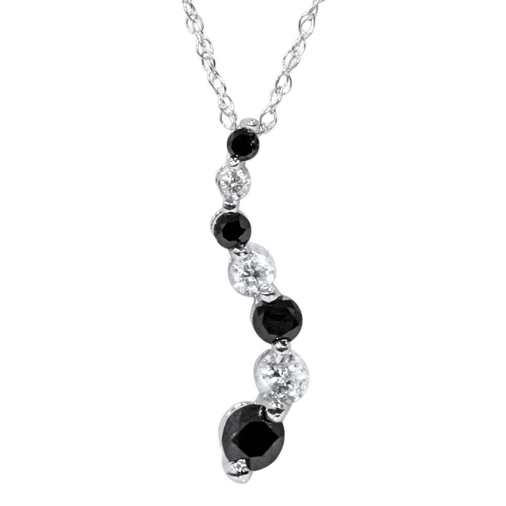 White Gold 1/2ct Black & White Diamond Journey Pendant (G-H, SI)