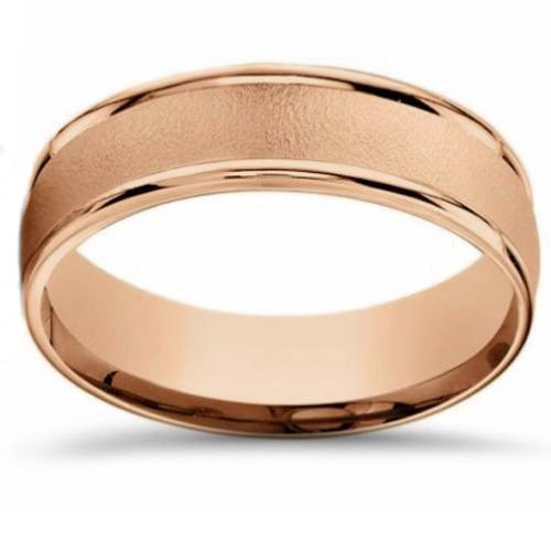 14K Rose Gold Brushed Comfort Fit 6mm Wedding Band
