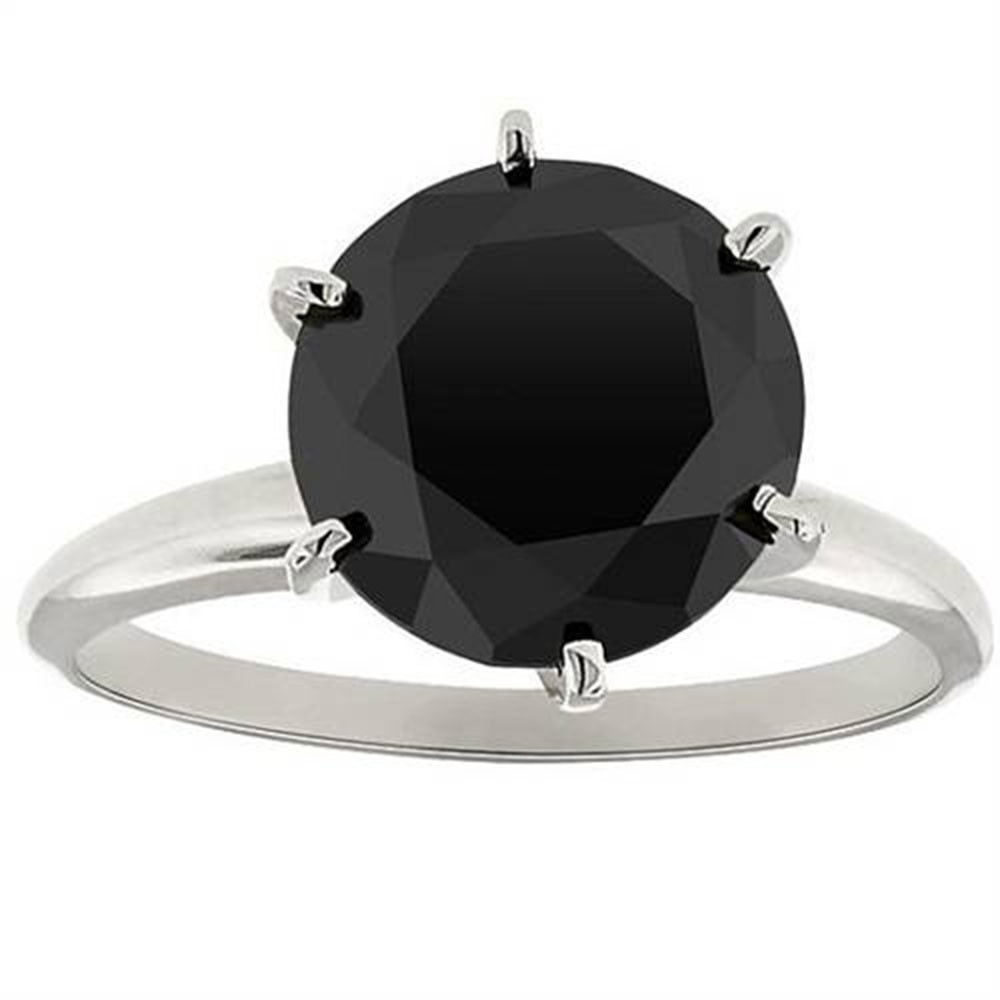 2 ct 14K White Gold Black Diamond Solitaire Engagement Ring (Black, )