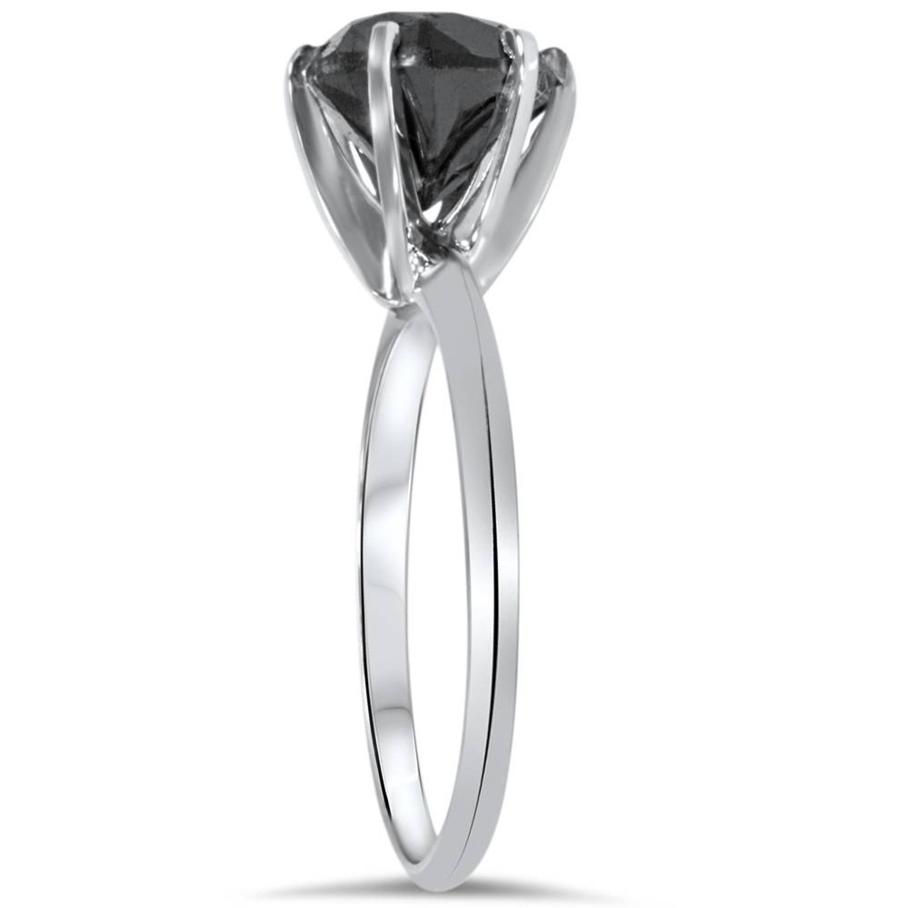 2 ct 14K White Gold Black Diamond Solitaire Engagement Ring (Black, ) 2 ct 14K White Gold Black Diamond Solitaire Engagement Ring (Black, )