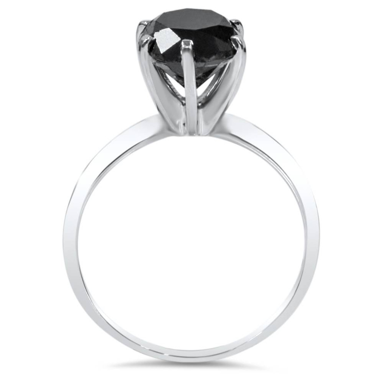 2 ct 14K White Gold Black Diamond Solitaire Engagement Ring (Black, ) 2 ct 14K White Gold Black Diamond Solitaire Engagement Ring (Black, )