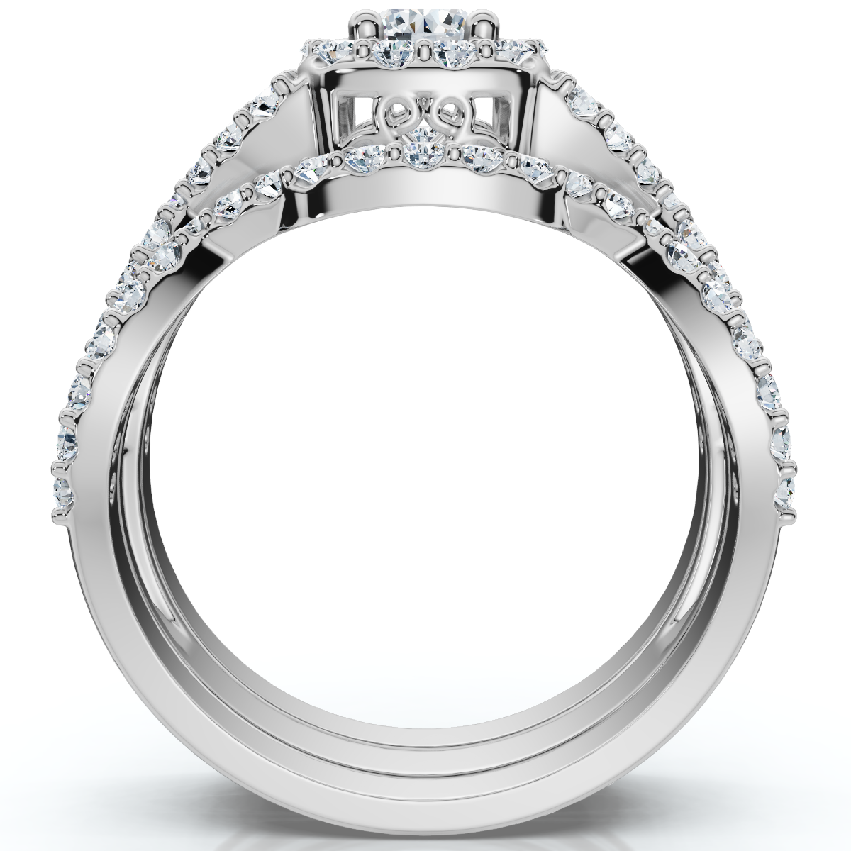 1 1/10Ct Diamond Engagement Bridal Wedding Ring Set 10K White Gold (H-I, I1)