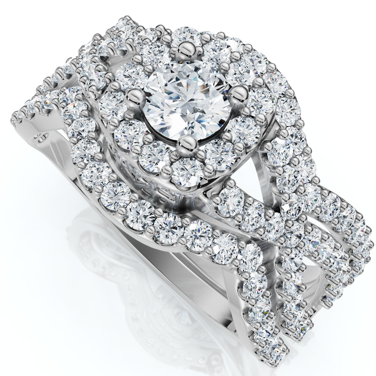 1 1/10Ct Diamond Engagement Bridal Wedding Ring Set 10K White Gold (H-I, I1)