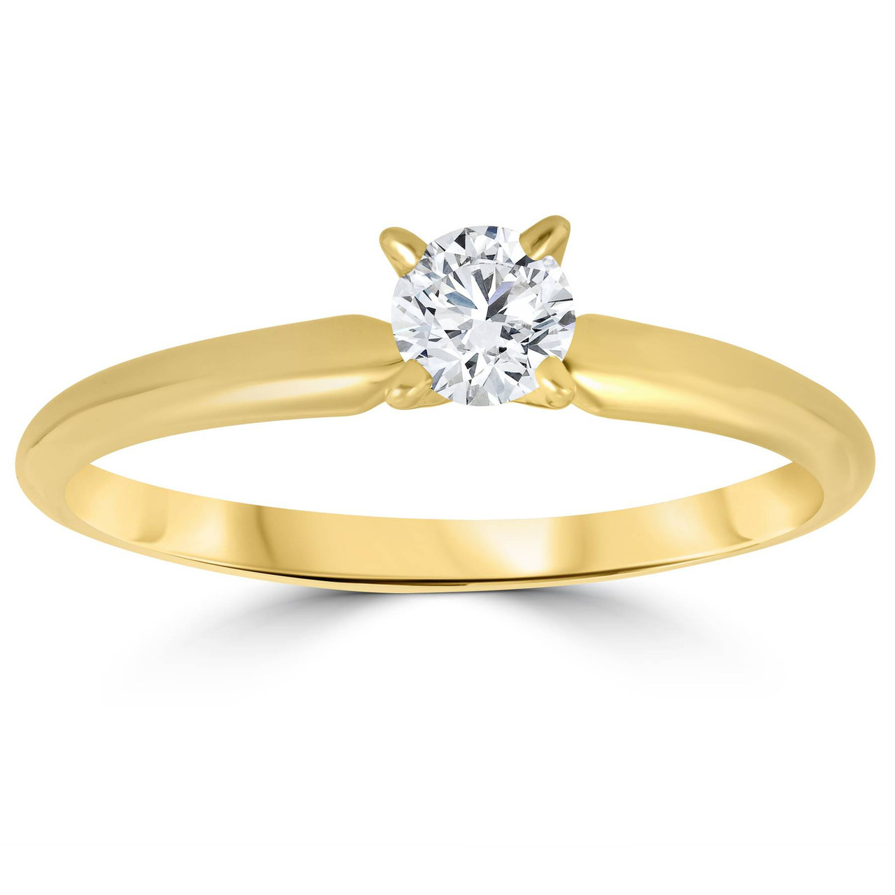 1/3ct Round Diamond Solitaire Engagement Ring 14k Yellow Gold (G-H, I1)