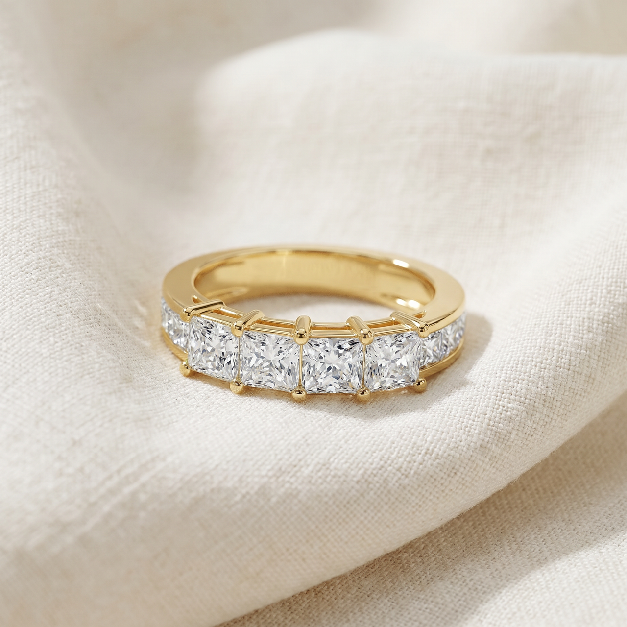 1 1/4ct Princess Cut Diamond Ring 14K Yellow Gold (G-H, SI)