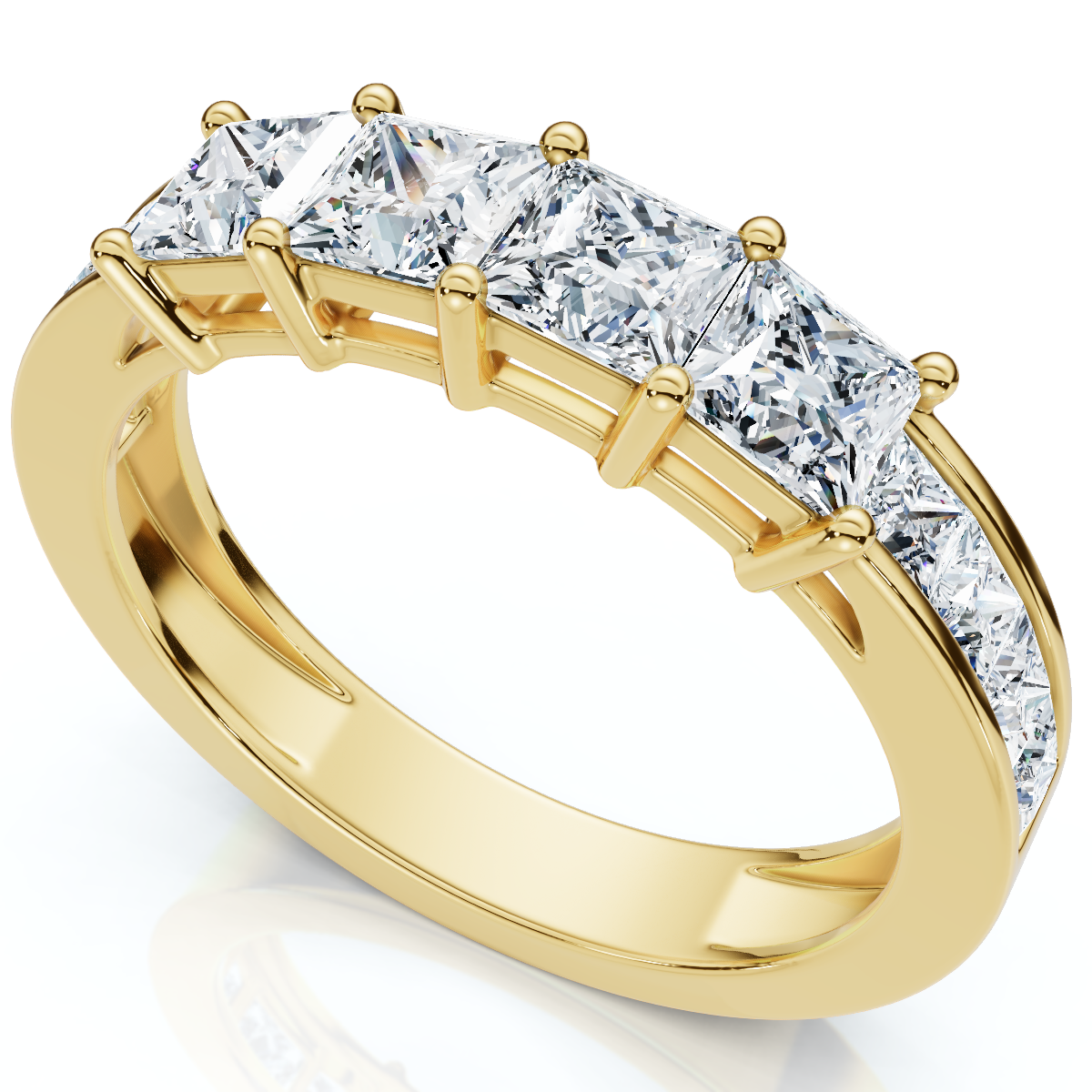 1 1/4ct Princess Cut Diamond Ring 14K Yellow Gold (G-H, SI)