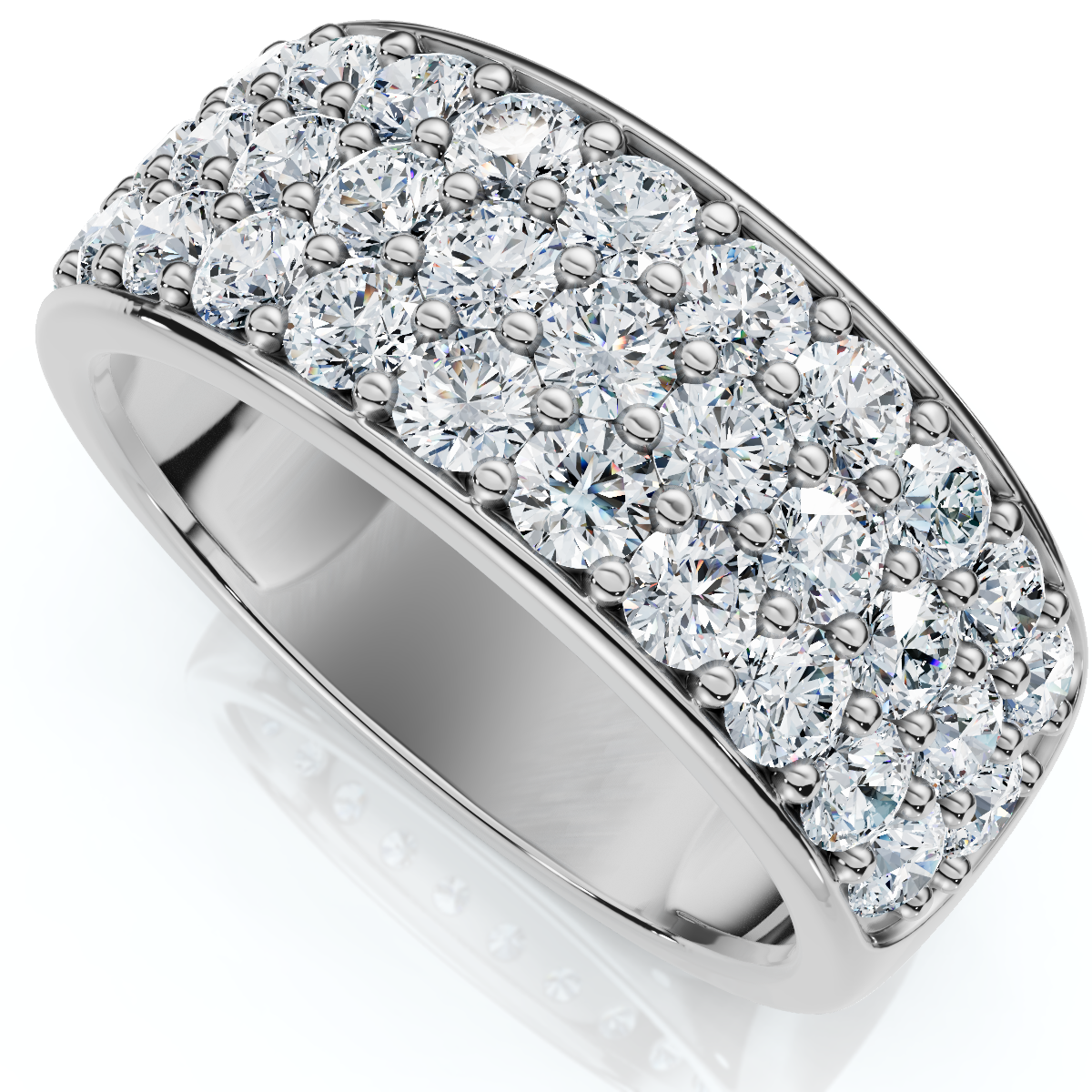 1 1/2ct Pave Diamond Wedding Anniversary 10K White Gold Womens Wide Band (G-H, I1)
