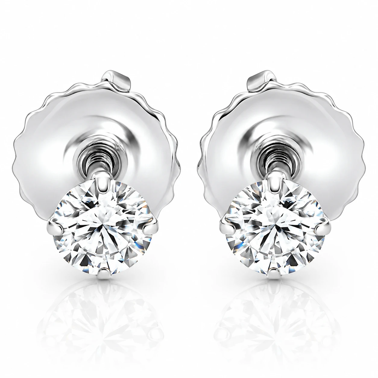 1/4 Ct Diamond Screw Back Studs 14k White Gold Lab Grown Eco Friendly (G-H, SI)