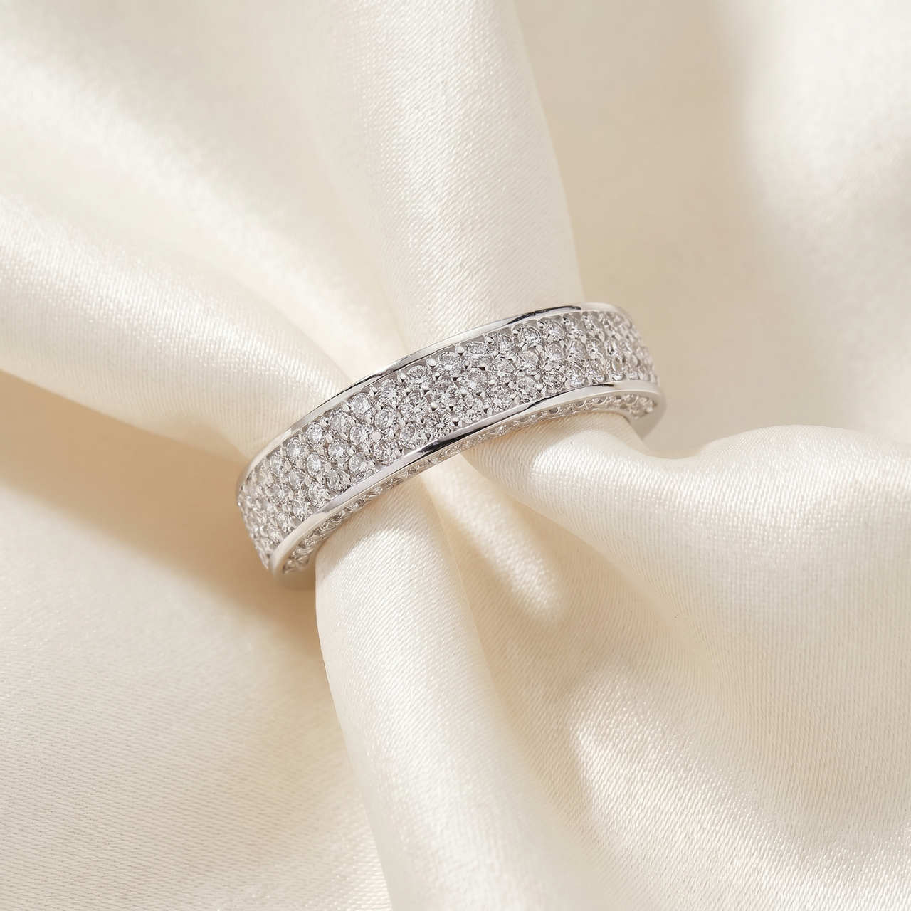 1 ct Diamond Wedding Ring 14k White Gold Womens Anniversary Band (H-I, I1)
