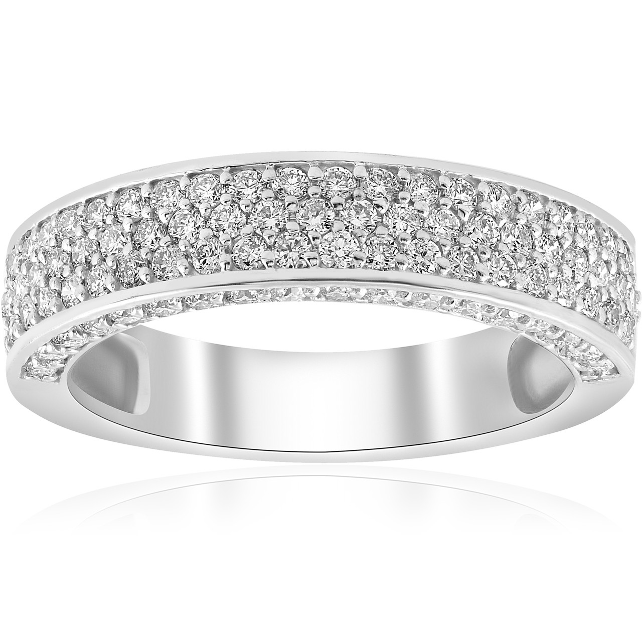 1 ct Diamond Wedding Ring 14k White Gold Womens Anniversary Band (H-I, I1)