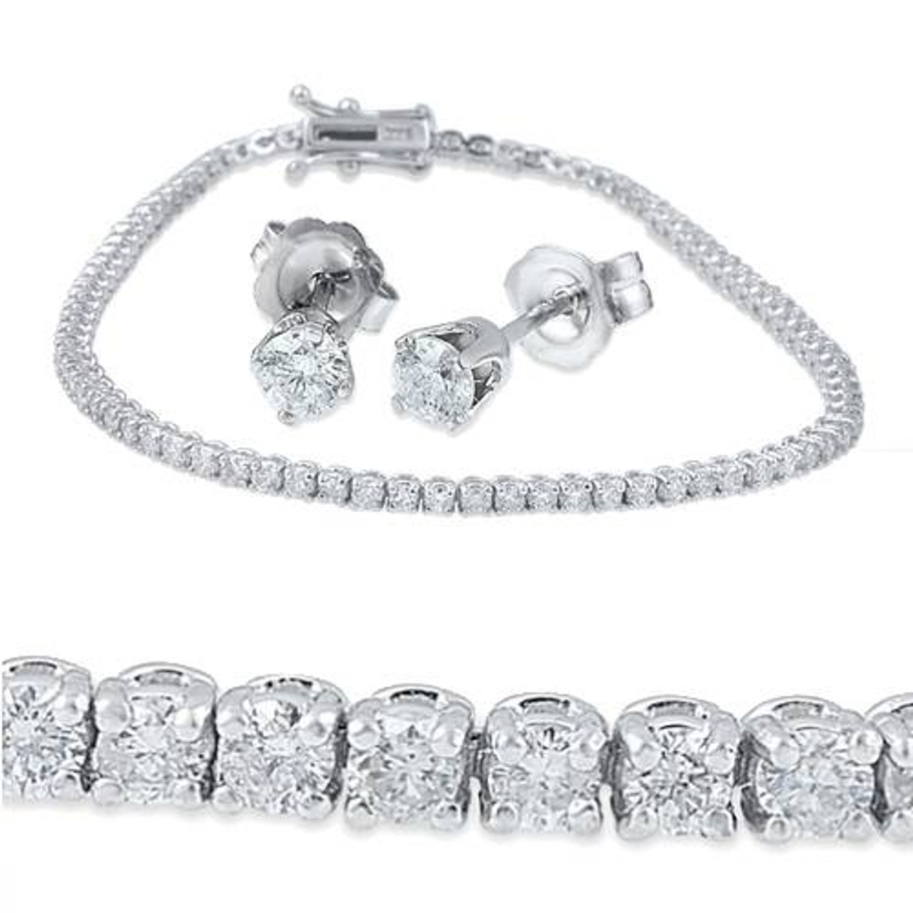 Diva Fusion Cubic Zirconia / American Diamond Necklace Set - Silver