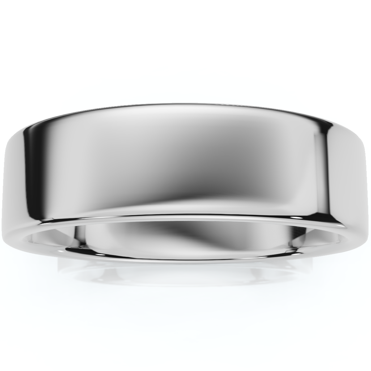 Mens 6mm Flat 950 Platinum Comfort Wedding Band Ring