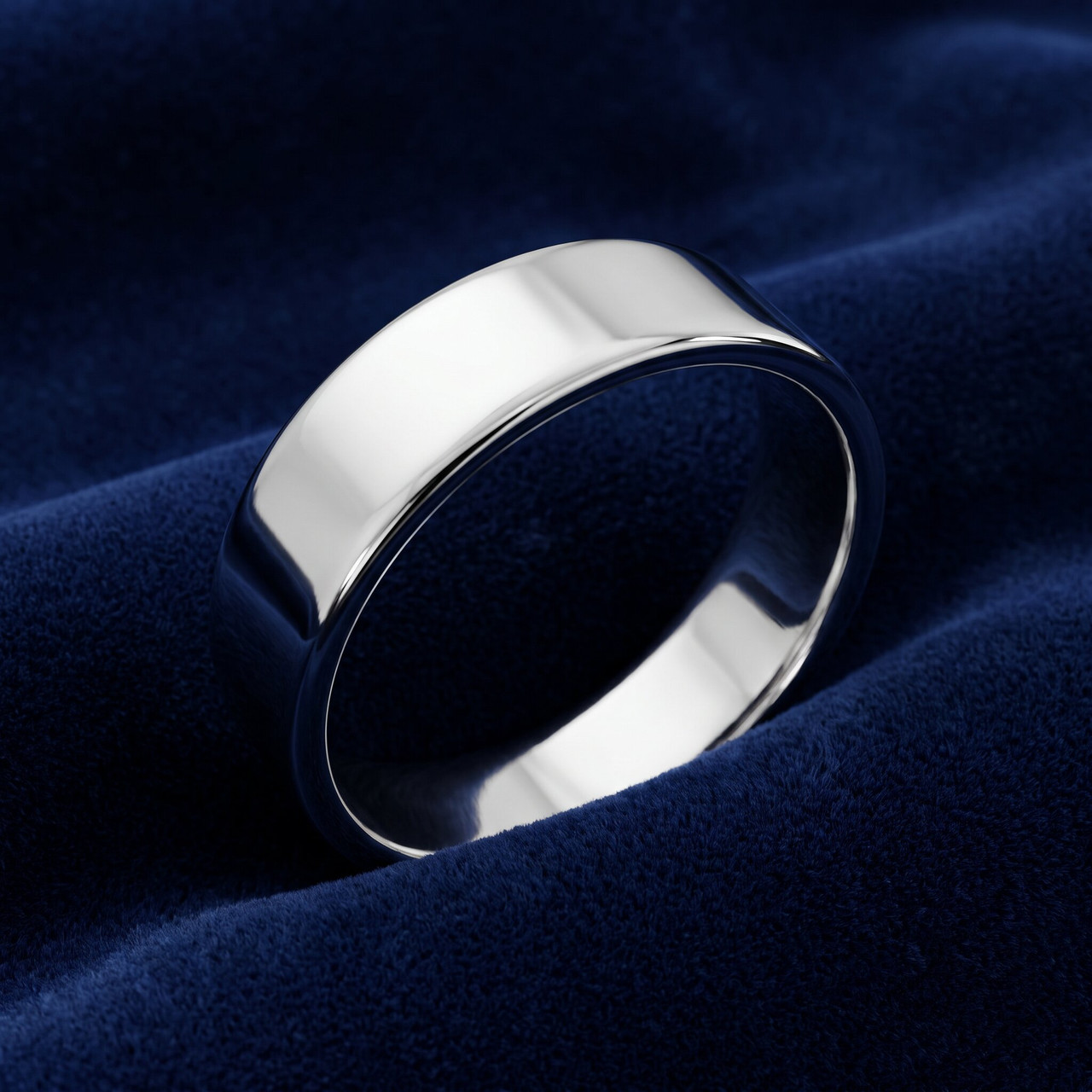 Mens 6mm Flat 950 Platinum Comfort Wedding Band Ring