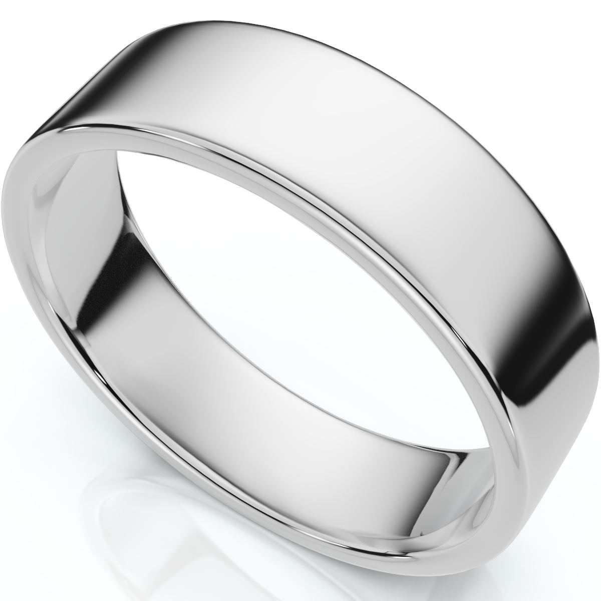Mens 6mm Flat 950 Platinum Comfort Wedding Band Ring