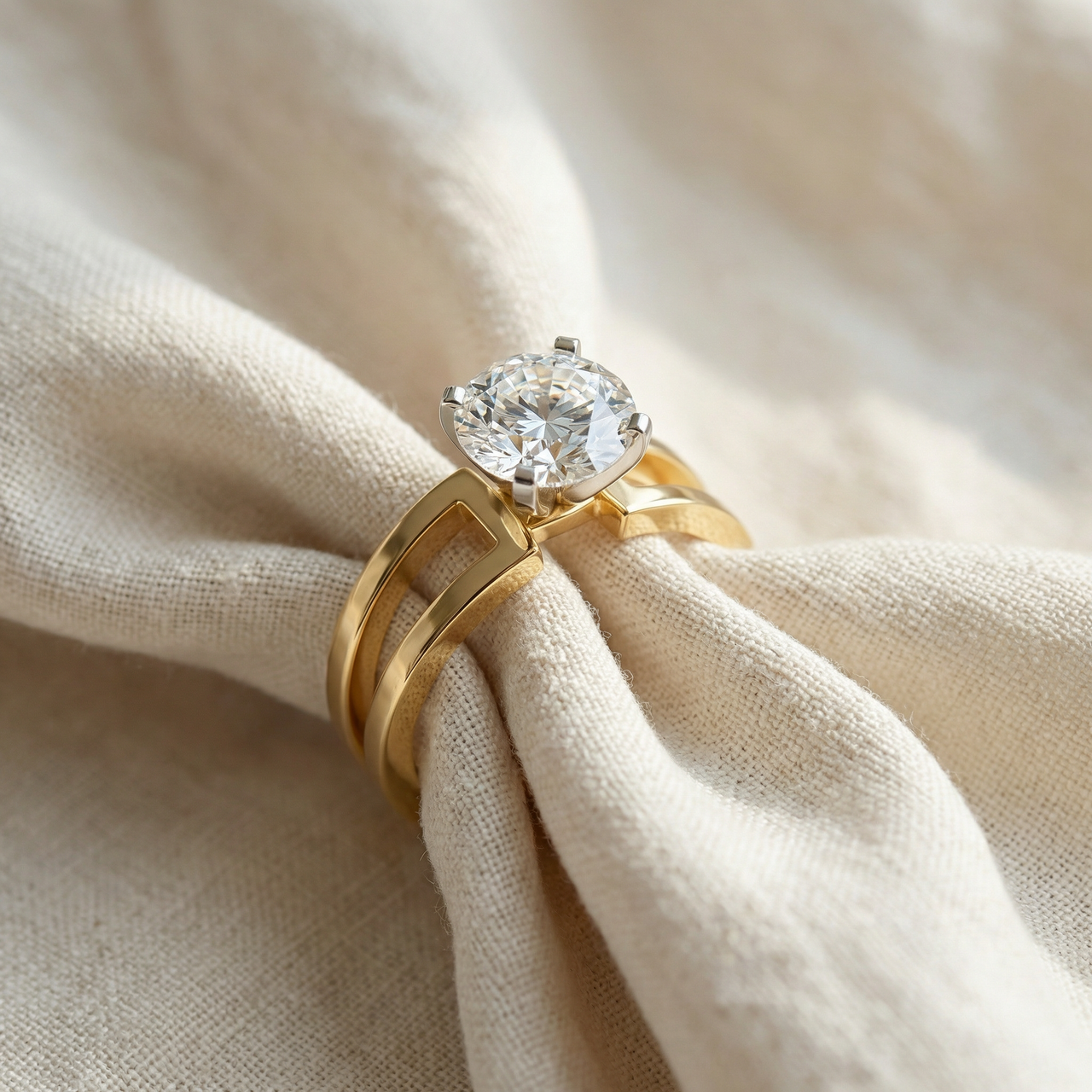 Certified 2ct Round Solitaire Lab Grown Diamond Engagement Ring 14K Yellow Gold (G-H, VS2-SI1)