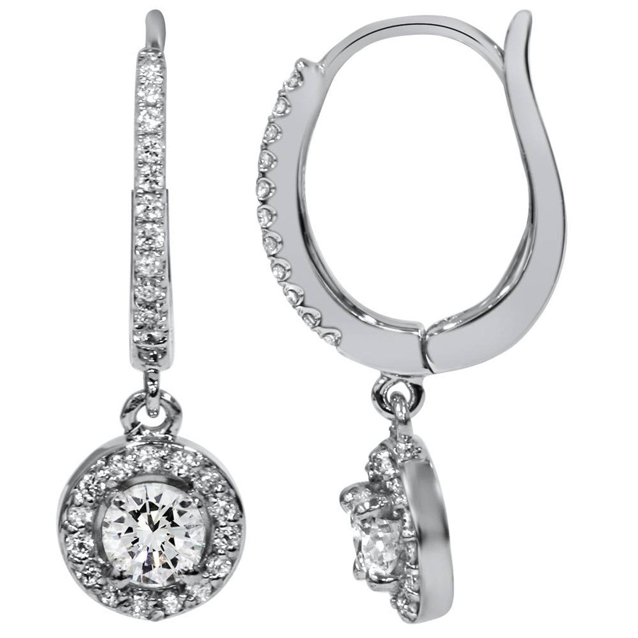 diamond hoop dangle earrings