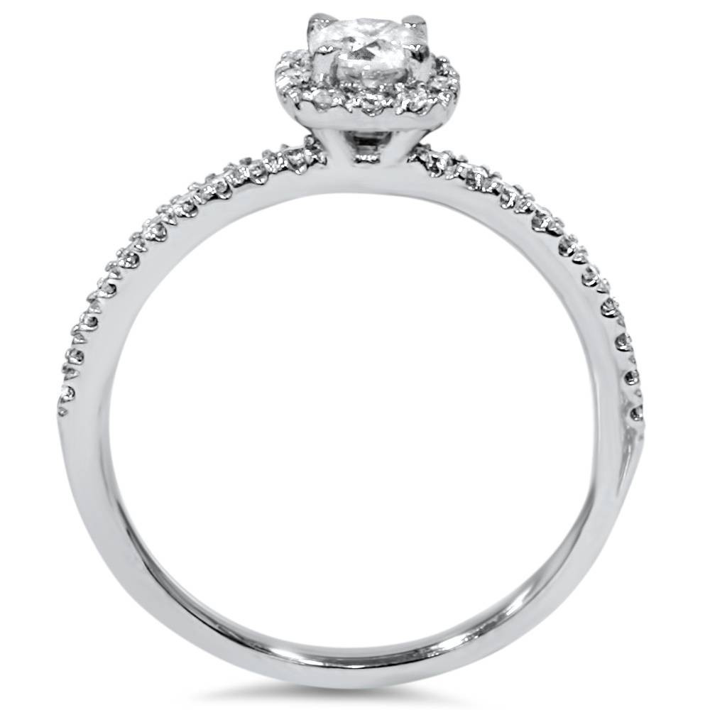 1/2ct Diamond Cushion Halo Engagement Ring 10K White Gold (G-H, I1)