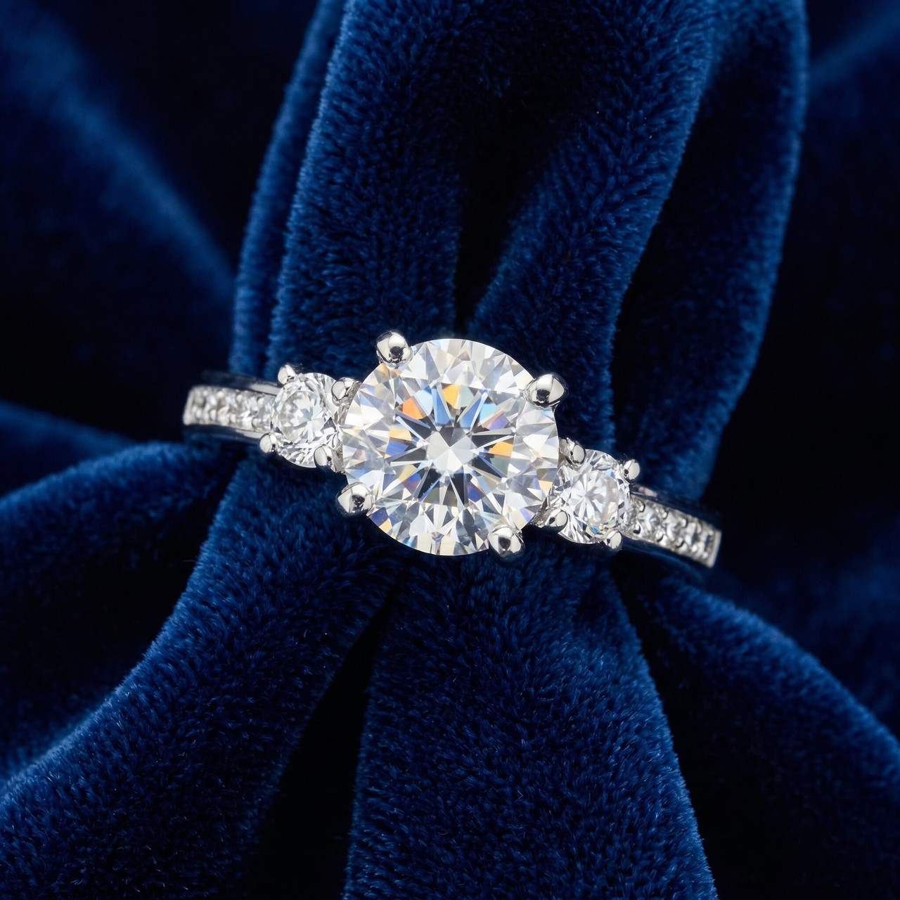 1 ct Diamond Engagement Ring 3-Stone 14K White Gold (G-H, I1)