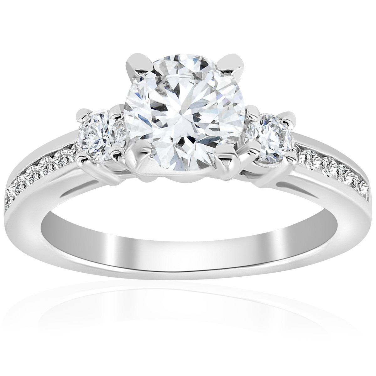 1 ct Diamond Engagement Ring 3-Stone 14K White Gold (G-H, I1)